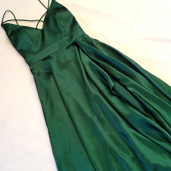 Leena For Mac Duggal Strappy Back Satin Gown. $338 - Picture 7 of 15